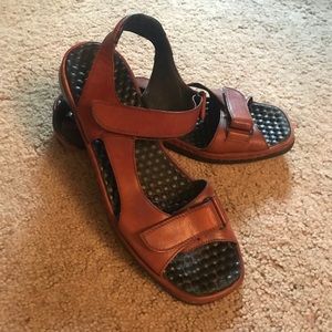Rieker Brown Leather Strappy Sandals Adjustable